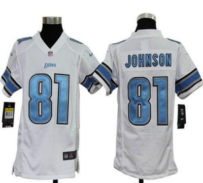 Jerseys Factory Cheap Nike Lions #81 Calvin Johnson White Youth