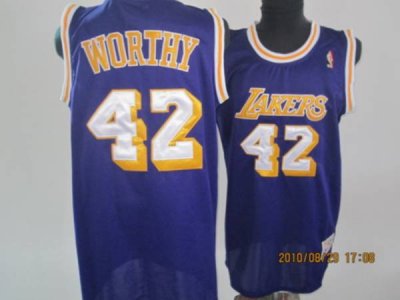 Jerseys Factory Cheap Lakers #42 James Worthy Stitched Purple Th