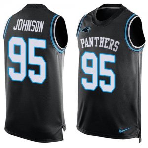 Jerseys Factory Cheap Nike Panthers #95 Charles Johnson Black Te
