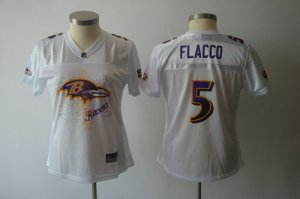 Jerseys Factory Cheap Ravens #5 Joe Flacco White 2011 Women's Fe