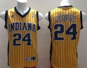 Jerseys Factory Cheap Pacers #24 Paul George Yellow Throwback St