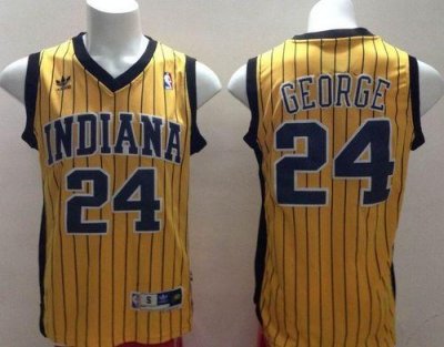 Jerseys Factory Cheap Pacers #24 Paul George Yellow Throwback St