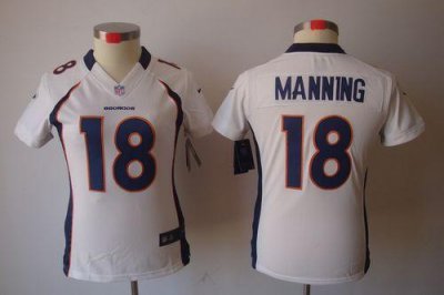 Jerseys Factory Cheap Nike Broncos #18 Peyton Manning White Wome