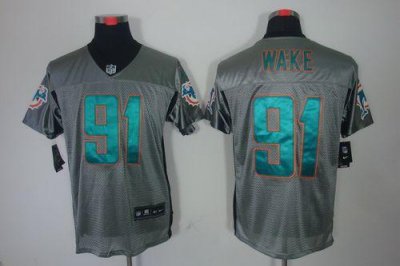 Jerseys Factory Cheap Nike Dolphins #91 Cameron Wake Grey Shadow