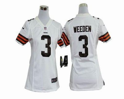 Jerseys Factory Cheap Nike Browns #3 Brandon Weeden White Women'