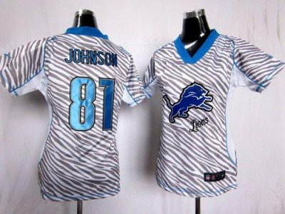 Jerseys Factory Cheap Nike Lions #81 Calvin Johnson Zebra Women'