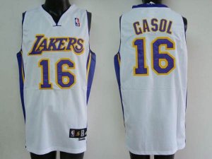 Jerseys Factory Cheap Lakers #16 Pau Gasol Embroidered White NBA