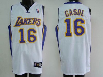 Jerseys Factory Cheap Lakers #16 Pau Gasol Embroidered White NBA