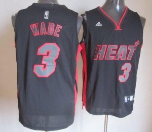 Jerseys Factory Cheap Heat #3 Dwyane Wade Black With Red & Black