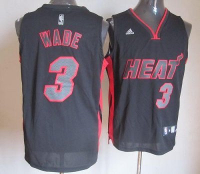 Jerseys Factory Cheap Heat #3 Dwyane Wade Black With Red & Black