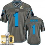 Jerseys Factory Cheap Nike Panthers #1 Cam Newton Grey Super Bow