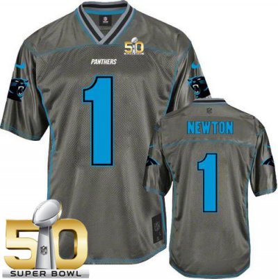 Jerseys Factory Cheap Nike Panthers #1 Cam Newton Grey Super Bow