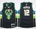 Jerseys Factory Cheap Bucks #12 Jabari Parker Black Alternate St
