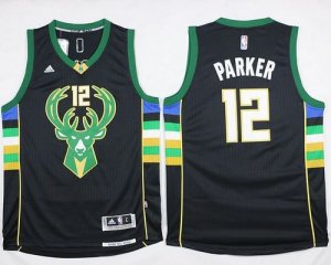 Jerseys Factory Cheap Bucks #12 Jabari Parker Black Alternate St