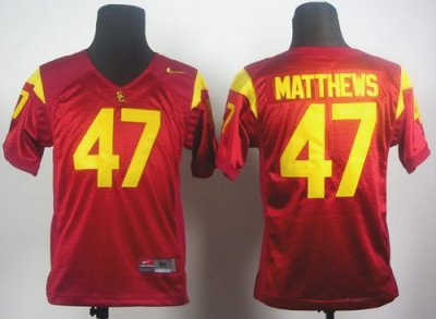 Jerseys Factory Cheap Trojans #47 Clay Matthews Red Embroidered