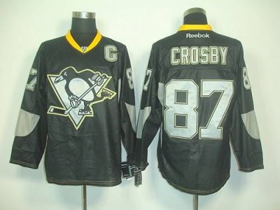 Jerseys Factory Cheap Penguins #87 Sidney Crosby Black Ice Embro