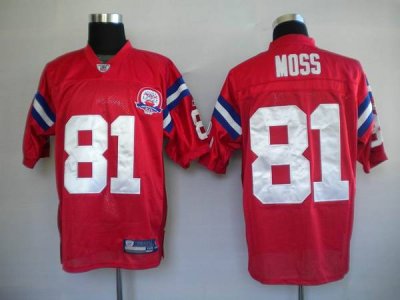 Jerseys Factory Cheap Patriots #81 Randy Moss Red With AFL 50 An