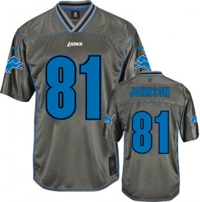 Jerseys Factory Cheap Nike Lions #81 Calvin Johnson Grey Men's S