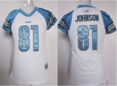 Jerseys Factory Cheap Lions #81 Calvin Johnson White Women's Fie