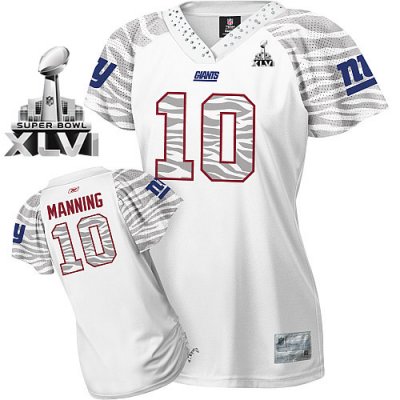 Jerseys Factory Cheap Giants #10 Eli Manning White Women's Zebra