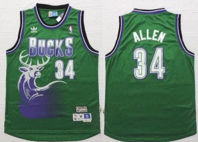 Jerseys Factory Cheap Bucks #34 Ray Allen Green Throwback New St
