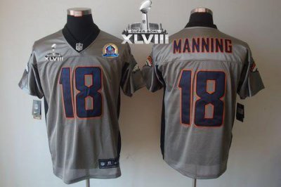 Jerseys Factory Cheap Nike Broncos #18 Peyton Manning Grey Shado