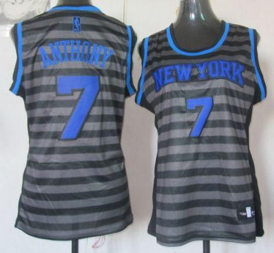 Jerseys Factory Cheap Knicks #7 Carmelo Anthony Black/Grey Women