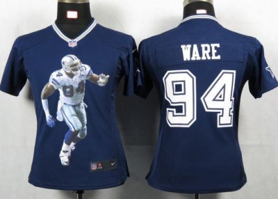 Jerseys Factory Cheap Nike Cowboys #94 DeMarcus Ware Navy Blue T