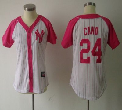 Jerseys Factory Cheap Yankees #24 Robinson Cano White/Pink Women