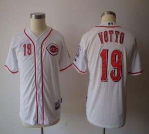 Jerseys Factory Cheap Reds #19 Joey Votto White Cool Base Embroi