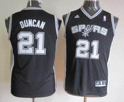 Jerseys Factory Cheap Spurs #21 Tim Duncan Black Youth Embroider