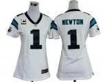 Jerseys Factory Cheap Nike Panthers #1 Cam Newton White With C P
