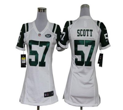 Jerseys Factory Cheap Nike Jets #57 Bart Scott White Women's Emb