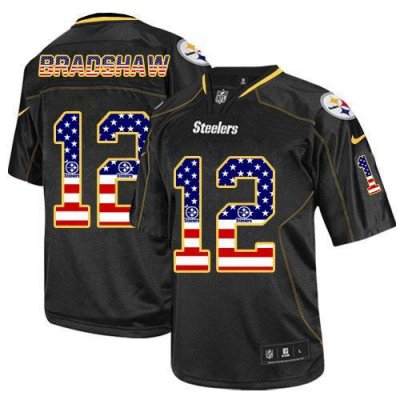 Jerseys Factory Cheap Nike Steelers #12 Terry Bradshaw Black Men
