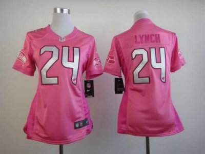 Jerseys Factory Cheap Nike Seahawks #24 Marshawn Lynch Pink Wome