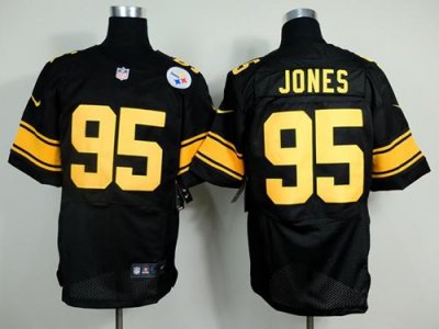 Jerseys Factory Cheap Nike Steelers #95 Jarvis Jones Black(Gold