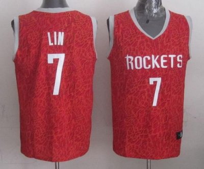 Jerseys Factory Cheap Rockets #7 Jeremy Lin Red Crazy Light Stit