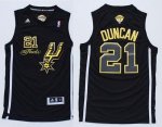 Jerseys Factory Cheap Spurs #21 Tim Duncan Black(Gold No.) Champ