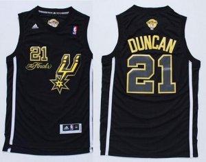 Jerseys Factory Cheap Spurs #21 Tim Duncan Black(Gold No.) Champ