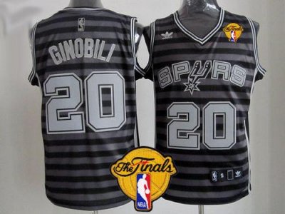 Jerseys Factory Cheap Spurs #20 Manu Ginobili Black/Grey Groove