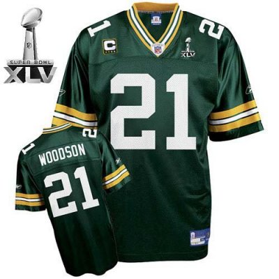 Jerseys Factory Cheap Packers #21 Charles Woodson Green With Sup