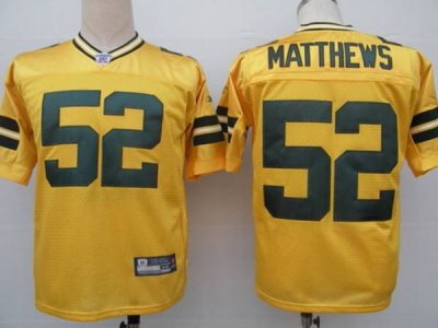 Jerseys Factory Cheap Packers #52 Clay Matthews Yellow Stitched