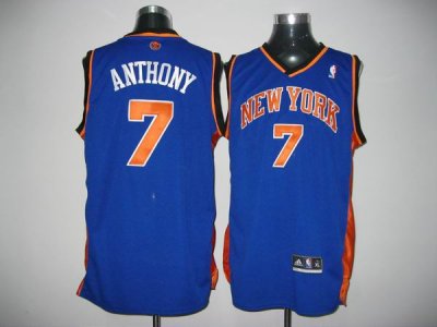Jerseys Factory Cheap Knicks #7 Carmelo Anthony Blue Stitched NB