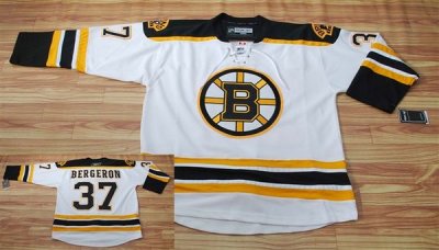 Jerseys Factory Cheap Bruins #37 Patrice Bergeron Embroidered Wh