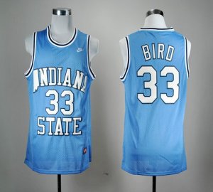 Jerseys Factory Cheap Sycamores #33 Larry Bird Blue Hardwood Leg