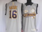 Jerseys Factory Cheap Lakers #16 Pau Gasol Grey 2010 Finals Cham