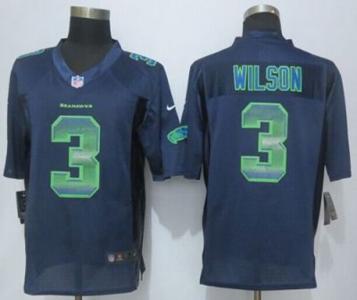 Jerseys Factory Cheap Nike Seahawks #3 Russell Wilson Steel Blue