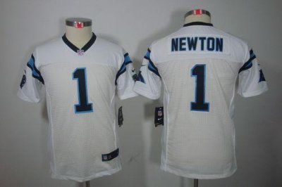 Jerseys Factory Cheap Nike Panthers #1 Cam Newton White Youth Em