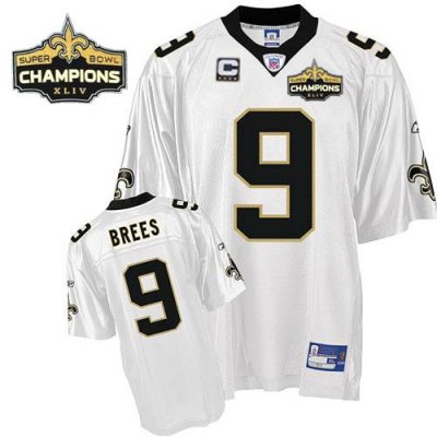 Jerseys Factory Cheap Saints #9 Drew Brees White Super Bowl XLIV
