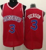 Jerseys Factory Cheap 76ers #3 Allen Iverson Red New Throwback S